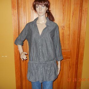 COPY - VINTAGE Denim Casual Tunic Blouse sz L JUNIORS (wt7)